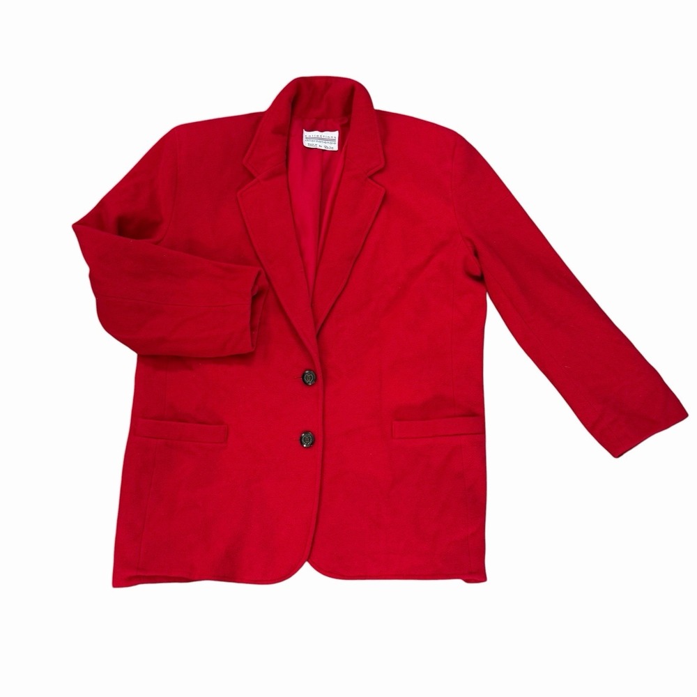 Vintage Canada Tan Joy Red Women's 18 Wool Cashmere Coat Lagenlook Blazer Office